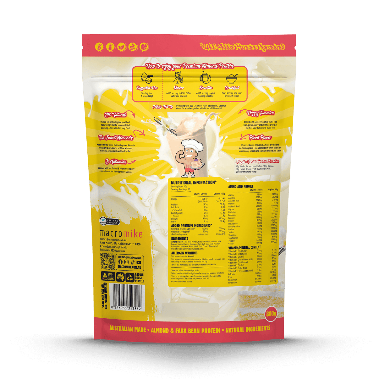 Macro Mikes - Premiun Almond Protein 800g