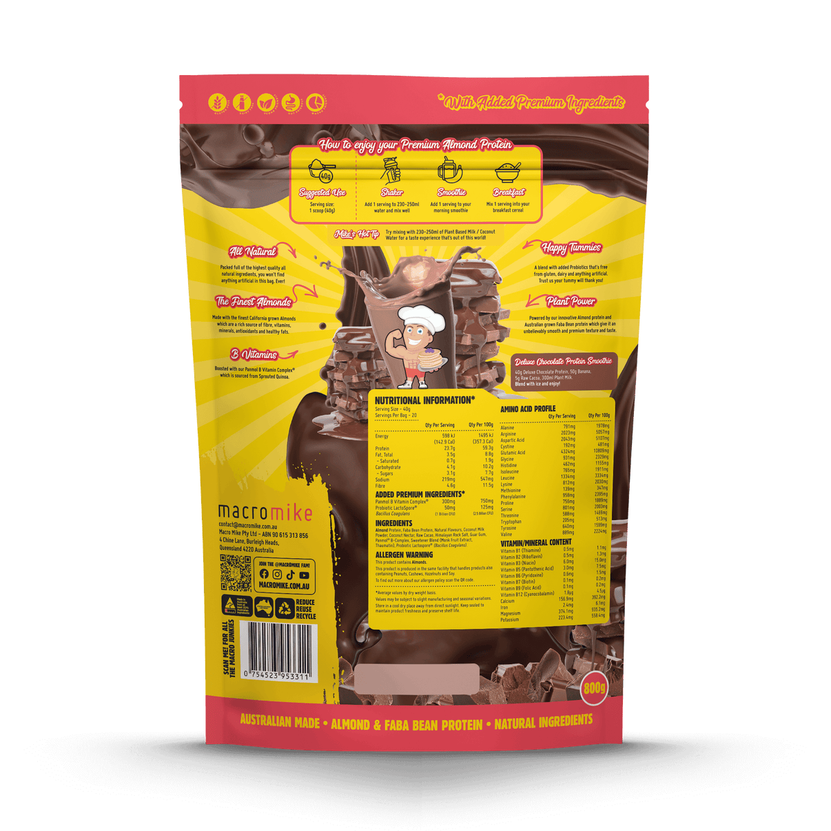Macro Mikes - Premiun Almond Protein 800g