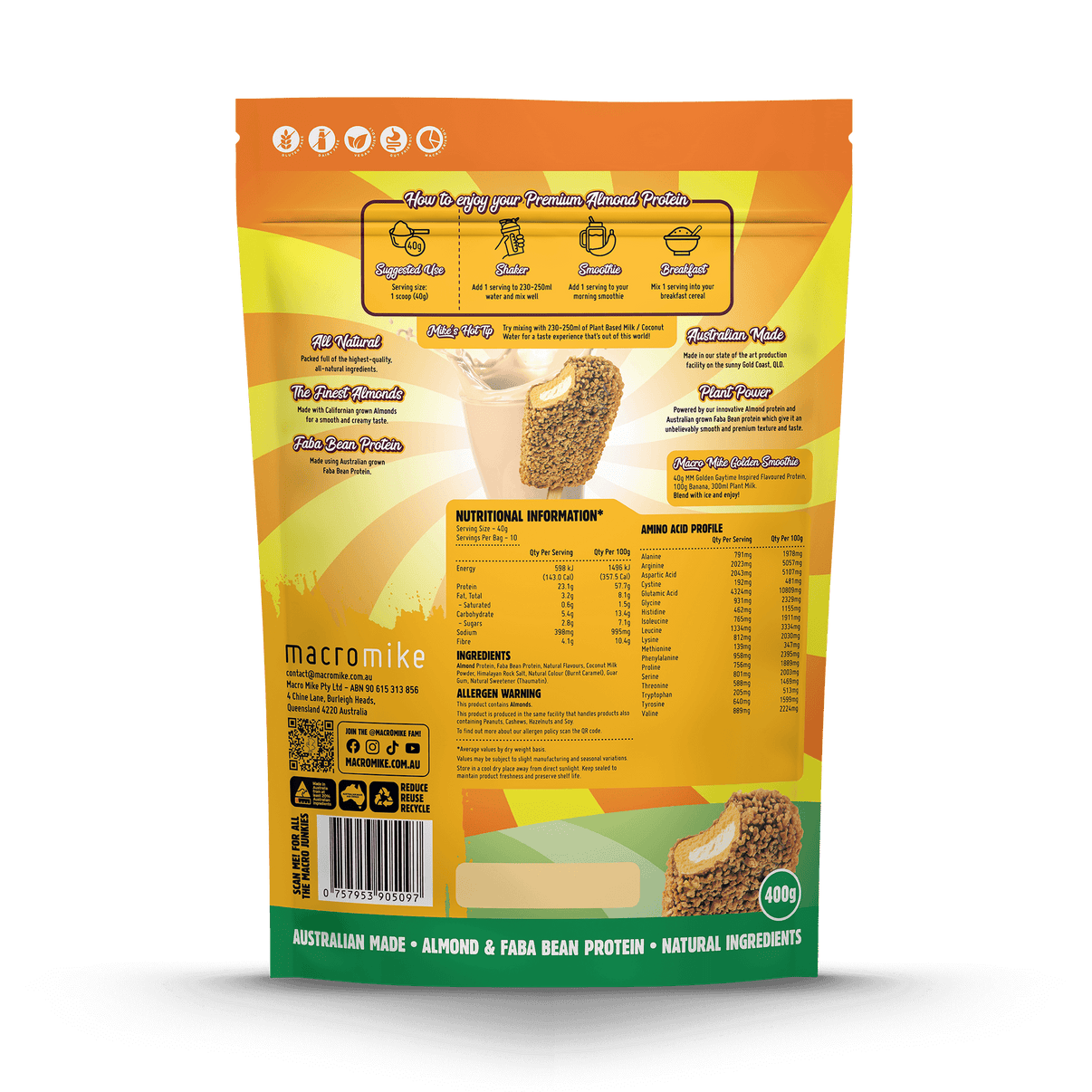 Macro Mikes - Premium Almond Protein 400g